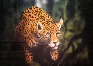 Jaguar stalking, mural by Paul Barker for Rainforest Cafe