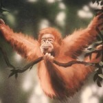 Orangutan-swinging-detail-painted-by-Paul-Barker