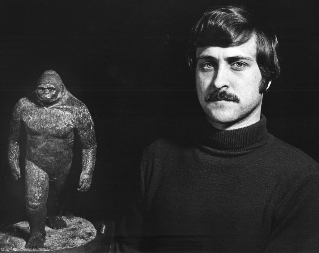 Paul-Barker-with-his-plasticene-statue-of-Bigfoot-Sasquatch