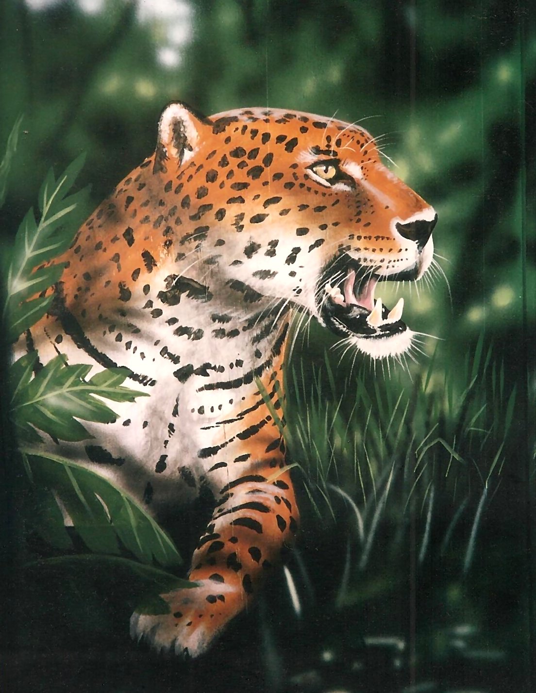 Big cat  murals by Paul Barker for Rainforest  Cafe  