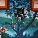 Chimpanzee painted by muralist Paul Barker for Henry Vilas Zoo Visitor Center